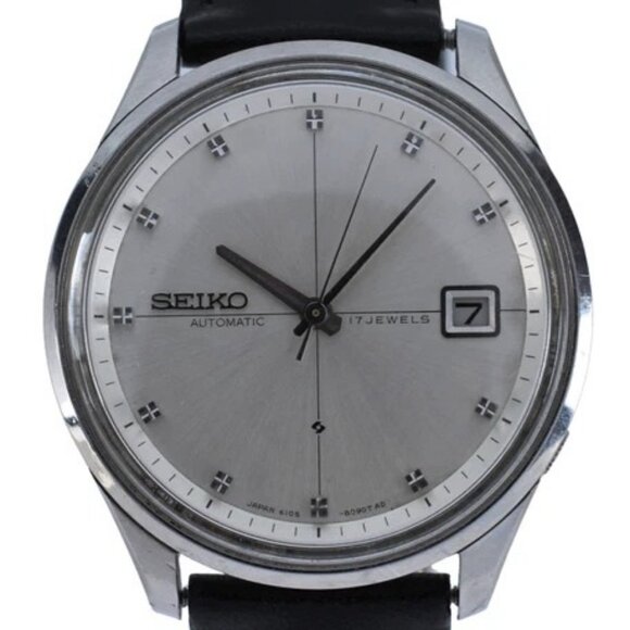 Fully Original 1968 Seiko 37mm Men's Sealion M55 Silver Dial Watch Ref 6105-8090